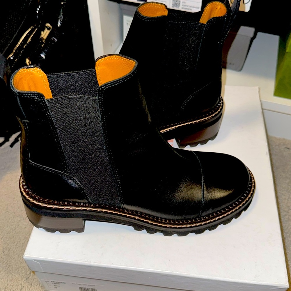 SeebyChloe calf Mallory bootie in black and brown